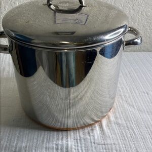 Gleaming Stainless Steel Stock Pot with Copper Base
